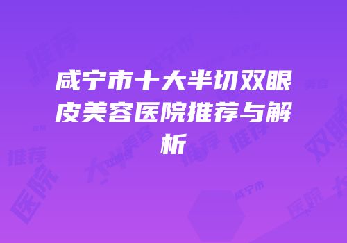 咸宁市十大半切双眼皮美容医院推荐与解析