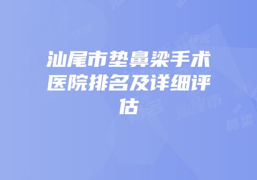 汕尾市垫鼻梁手术医院排名及详细评估