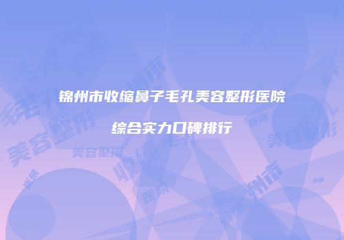 锦州市收缩鼻子毛孔美容整形医院综合实力口碑排行