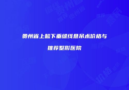 贵州省上睑下垂缝线悬吊术价格与推荐整形医院