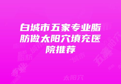 白城市五家专业脂肪做太阳穴填充医院推荐