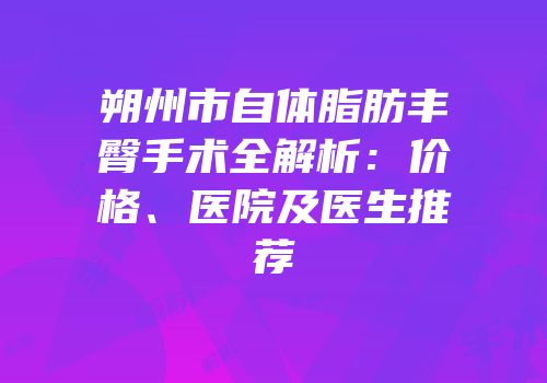 朔州市自体脂肪丰臀手术全解析：价格、医院及医生推荐