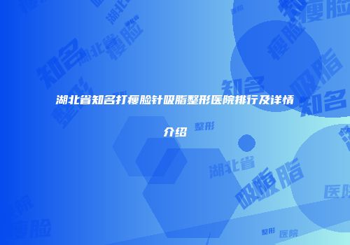 湖北省知名打瘦脸针吸脂整形医院排行及详情介绍