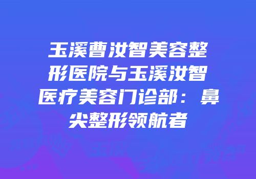 玉溪曹汝智美容整形医院与玉溪汝智医疗美容门诊部：鼻尖整形领航者