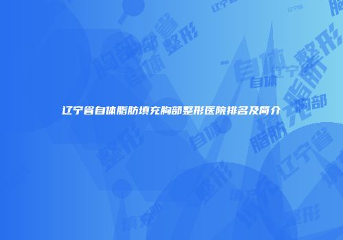 辽宁省自体脂肪填充胸部整形医院排名及简介