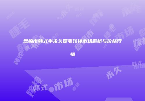 盘锦市韩式半永久睫毛嫁接市场解析与价格行情