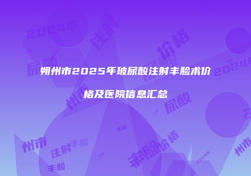 朔州市2025年玻尿酸注射丰脸术价格及医院信息汇总