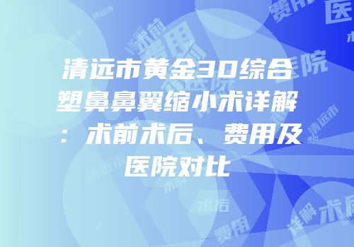 清远市黄金3D综合塑鼻鼻翼缩小术详解：术前术后、费用及医院对比