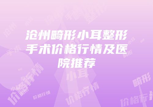 沧州畸形小耳整形手术价格行情及医院推荐