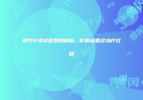 黄冈针清祛痘费用解析：影响因素及治疗过程