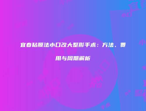 宜春粘膜法小口改大整形手术：方法、费用与周期解析
