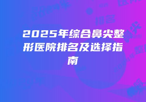 2025年综合鼻尖整形医院排名及选择指南