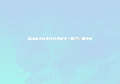 菏泽市去皱美容针领域实力派医生排行榜