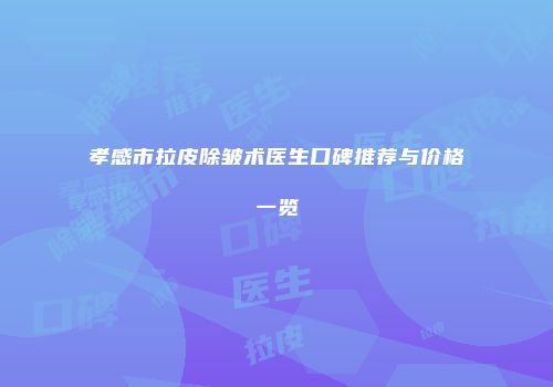 孝感市拉皮除皱术医生口碑推荐与价格一览