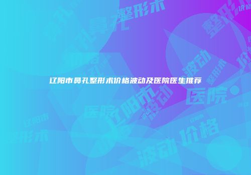 辽阳市鼻孔整形术价格波动及医院医生推荐
