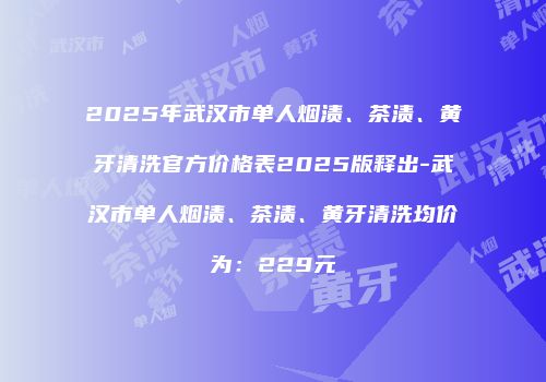 2025年武汉市单人烟渍、茶渍、黄牙清洗官方价格表2025版释出-武汉市单人烟渍、茶渍、黄牙清洗均价为：229元