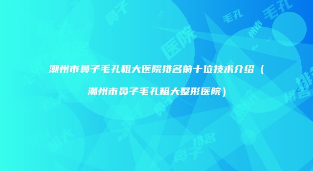 潮州市鼻子毛孔粗大医院排名前十位技术介绍（潮州市鼻子毛孔粗大整形医院）