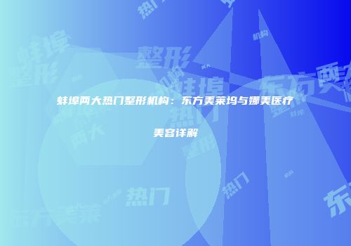 蚌埠两大热门整形机构：东方美莱坞与娜美医疗美容详解