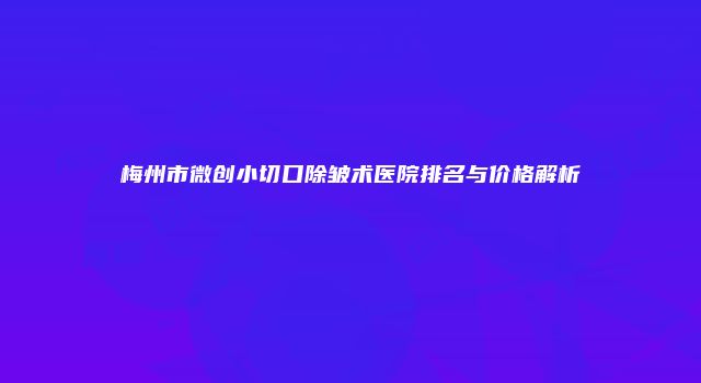 梅州市微创小切口除皱术医院排名与价格解析