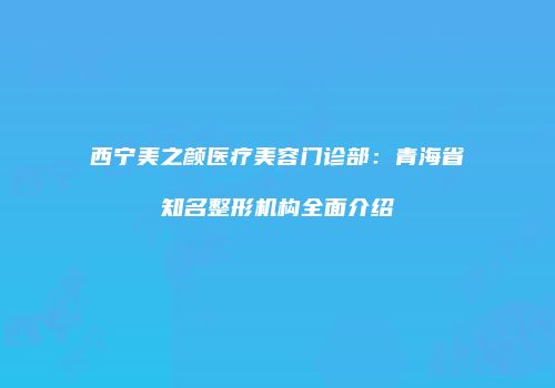 西宁美之颜医疗美容门诊部：青海省知名整形机构全面介绍
