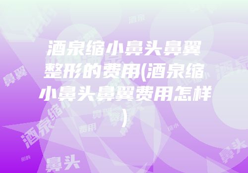 酒泉缩小鼻头鼻翼整形的费用(酒泉缩小鼻头鼻翼费用怎样)