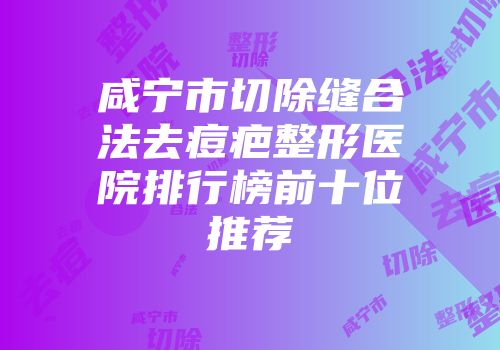 咸宁市切除缝合法去痘疤整形医院排行榜前十位推荐