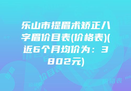 乐山市提眉术矫正八字眉价目表(价格表)(近6个月均价为：3802元)