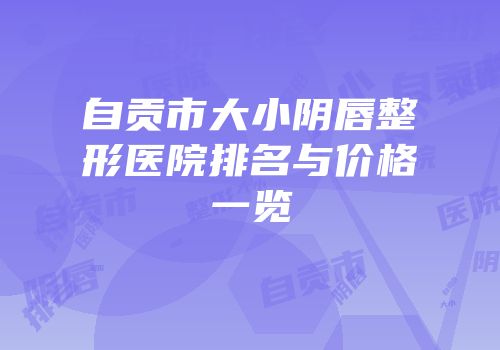 自贡市大小阴唇整形医院排名与价格一览
