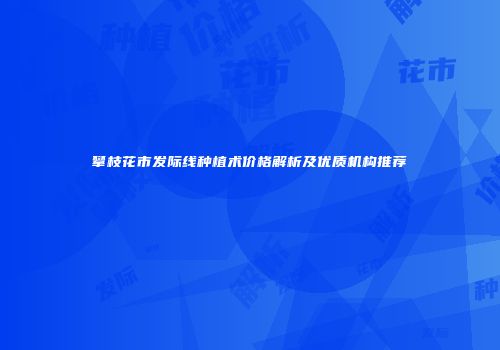 攀枝花市发际线种植术价格解析及优质机构推荐