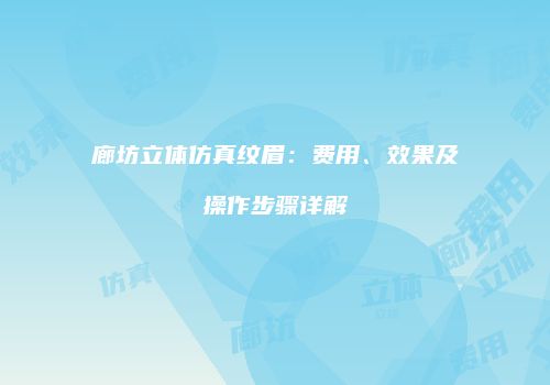 廊坊立体仿真纹眉：费用、效果及操作步骤详解