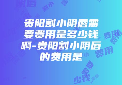 贵阳割小阴唇需要费用是多少钱啊-贵阳割小阴唇的费用是