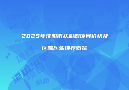 2025年沈阳市祛粉刺项目价格及医院医生推荐概览