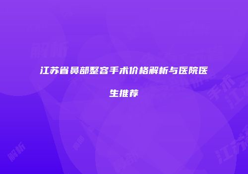 江苏省鼻部整容手术价格解析与医院医生推荐