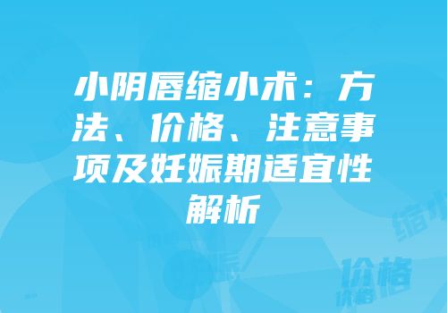小阴唇缩小术：方法、价格、注意事项及妊娠期适宜性解析