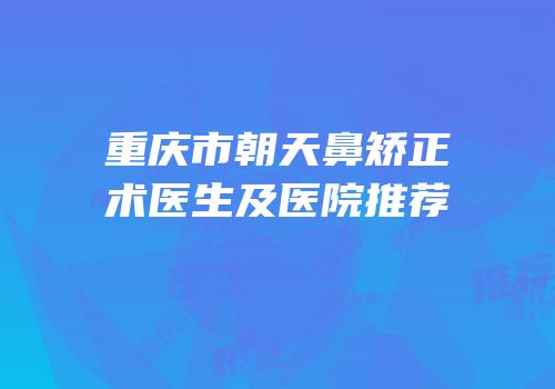 重庆市朝天鼻矫正术医生及医院推荐