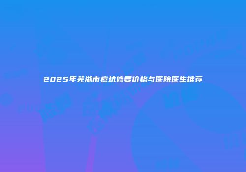 2025年芜湖市痘坑修复价格与医院医生推荐