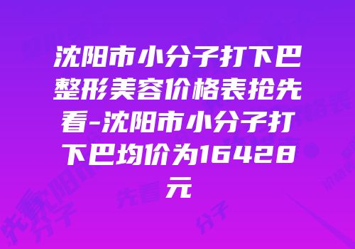 沈阳市小分子打下巴整形美容价格表抢先看-沈阳市小分子打下巴均价为16428元