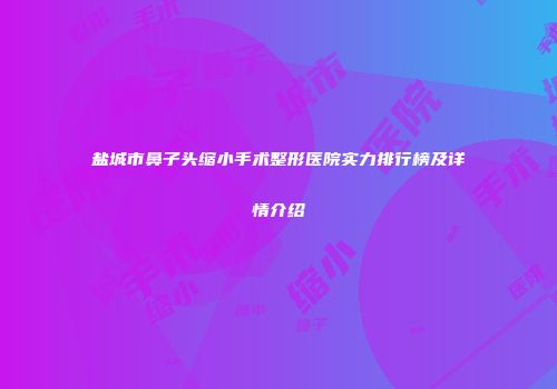 盐城市鼻子头缩小手术整形医院实力排行榜及详情介绍