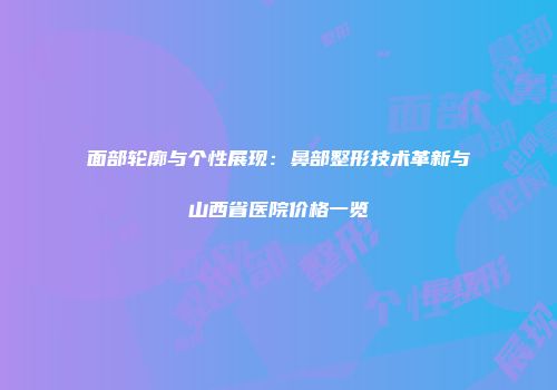 面部轮廓与个性展现：鼻部整形技术革新与山西省医院价格一览