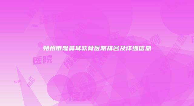 朔州市隆鼻耳软骨医院排名及详细信息