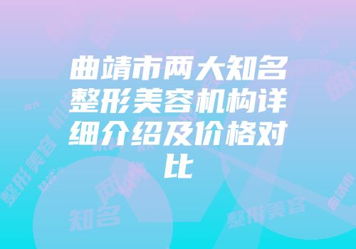 曲靖市两大知名整形美容机构详细介绍及价格对比