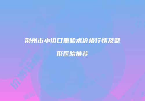 荆州市小切口重睑术价格行情及整形医院推荐