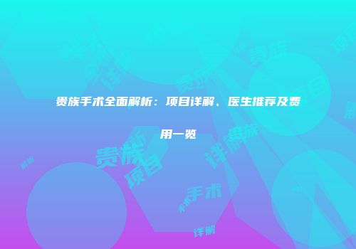 贵族手术全面解析：项目详解、医生推荐及费用一览