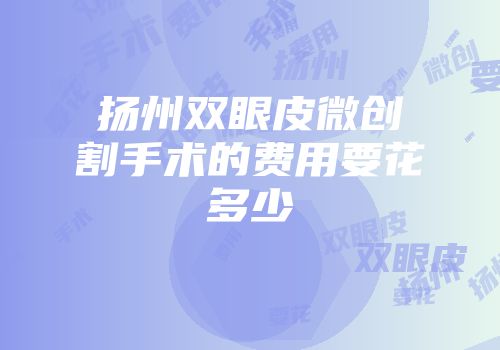 扬州双眼皮微创割手术的费用要花多少