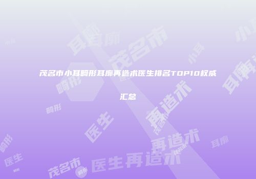 茂名市小耳畸形耳廓再造术医生排名TOP10权威汇总