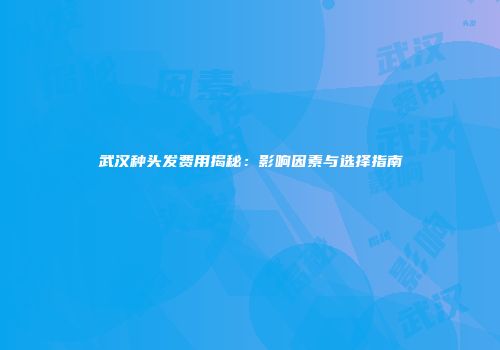 武汉种头发费用揭秘：影响因素与选择指南