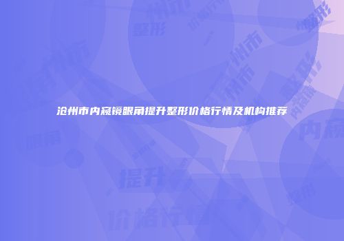 沧州市内窥镜眼角提升整形价格行情及机构推荐