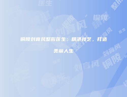 铜陵刘育风整形医生：精湛技艺，打造美丽人生