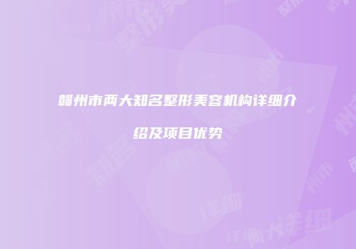 赣州市两大知名整形美容机构详细介绍及项目优势