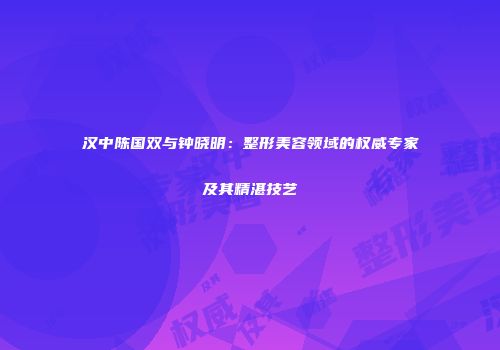 汉中陈国双与钟晓明：整形美容领域的权威专家及其精湛技艺